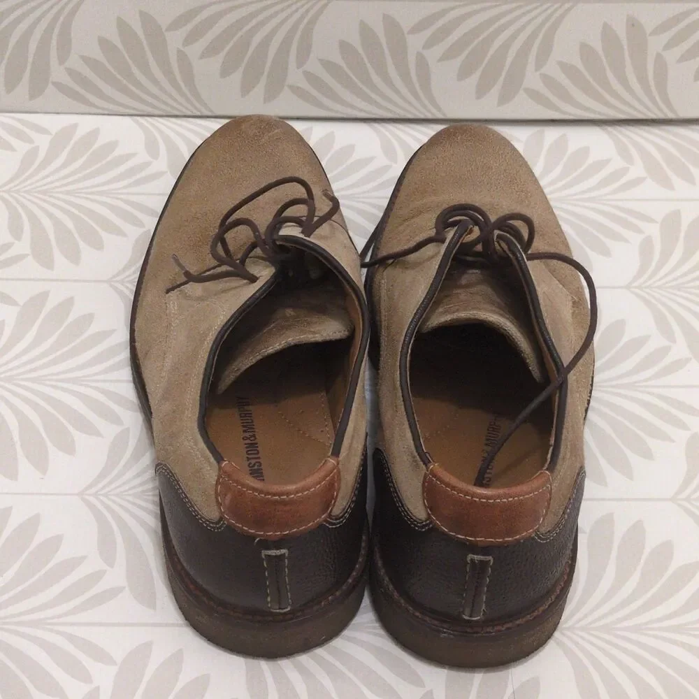 Johnston & Murphy Men's Suede Derby Dress Shoes Beige/Brown 10M Memory Foam